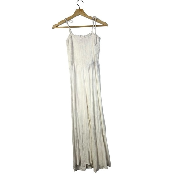 Rip Curl White Fiesta Wide Leg Smocked Cropped Jumpsuit XS - Picture 2 of 5